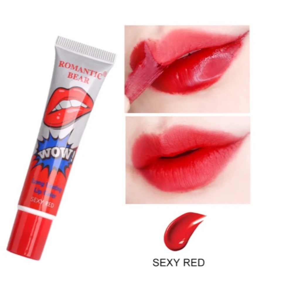 💎 Korean WOW Romantic Bear Sexy Red Peel Off Tattoo Lip Stain Lip Gloss